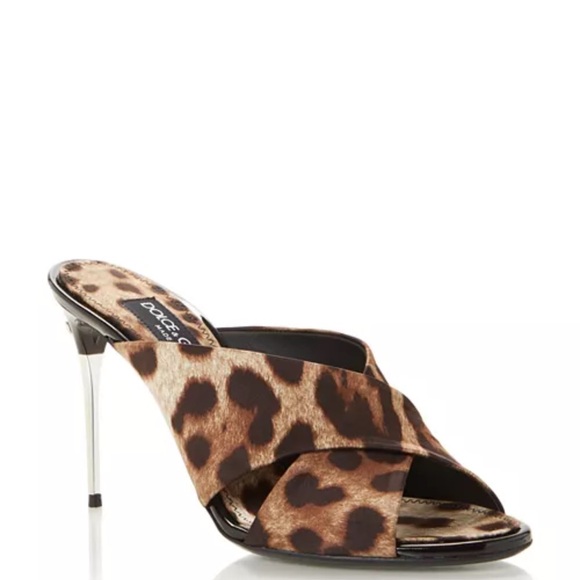 Dolce & Gabbana 
 Leopard-Printed Satin Mules - Picture 6 of 7